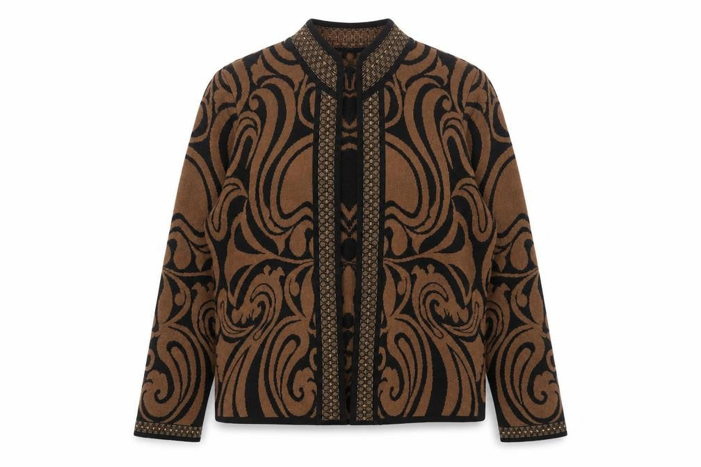 Alicia Wong Women's Brown Beaded Knit Open Cardigan Size S