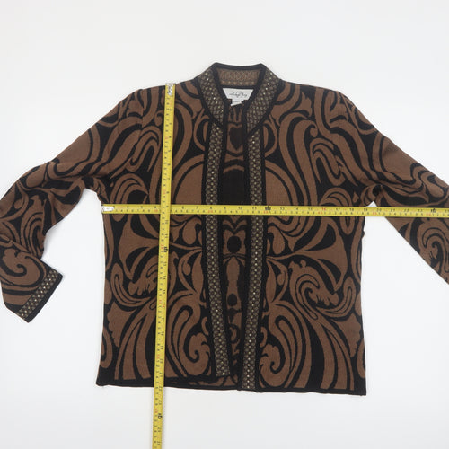 Alicia Wong Women's Brown Beaded Knit Open Cardigan Size S
