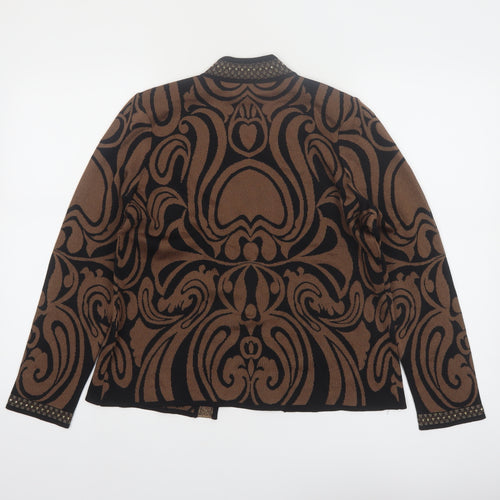 Alicia Wong Women's Brown Beaded Knit Open Cardigan Size S
