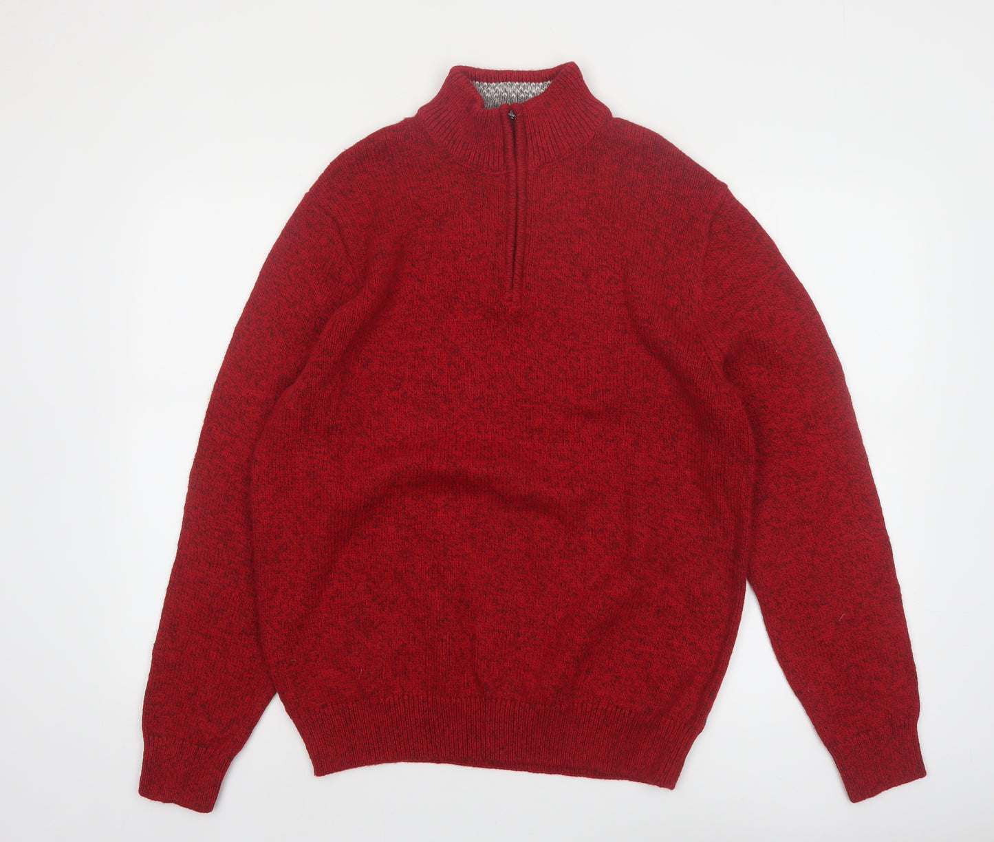 Chaps Mens Red 1/4 Zip Cotton Knit Jumper Size M