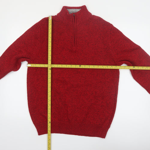 Chaps Mens Red 1/4 Zip Cotton Knit Jumper Size M