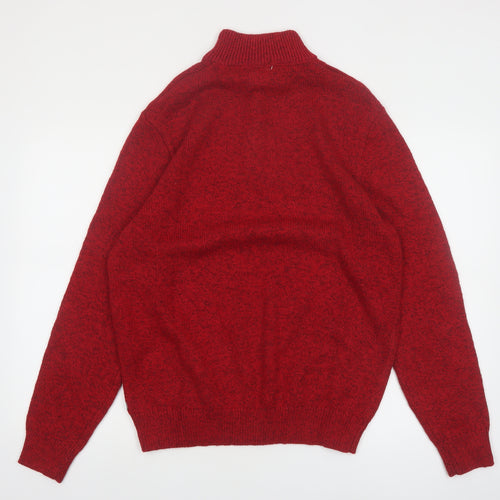 Chaps Mens Red 1/4 Zip Cotton Knit Jumper Size M