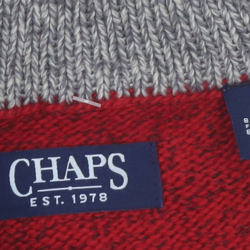 Chaps Mens Red 1/4 Zip Cotton Knit Jumper Size M