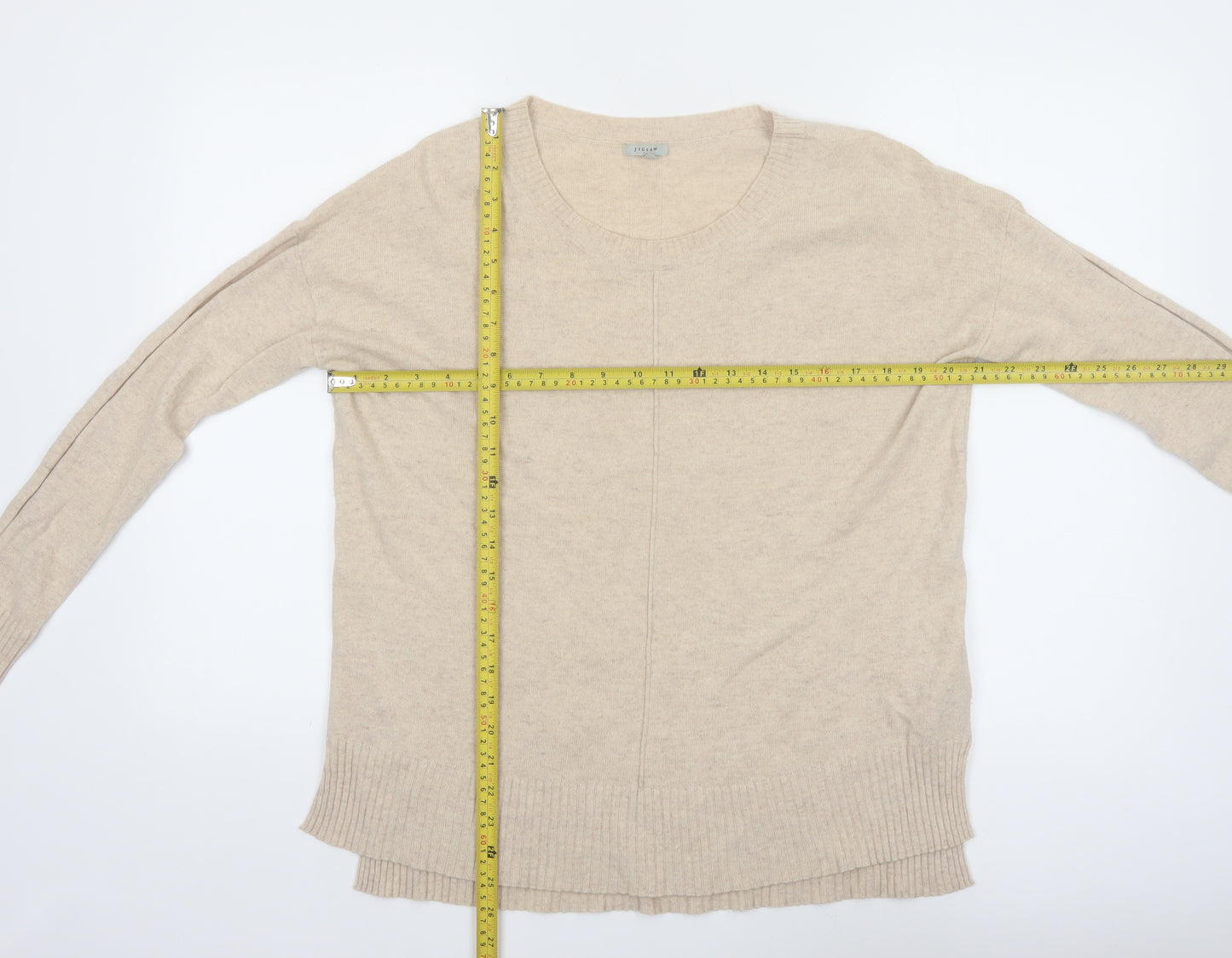 Jigsaw Womens Beige Wool Blend Crew Neck Pullover Jumper XS