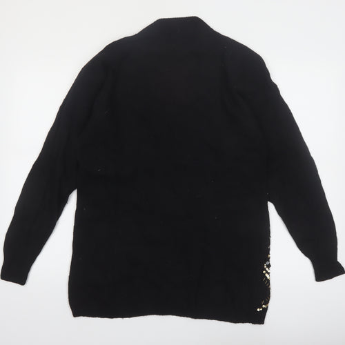 Eugenia by Angenie Womens Black Sequin Wool Blend 80s Jumper M