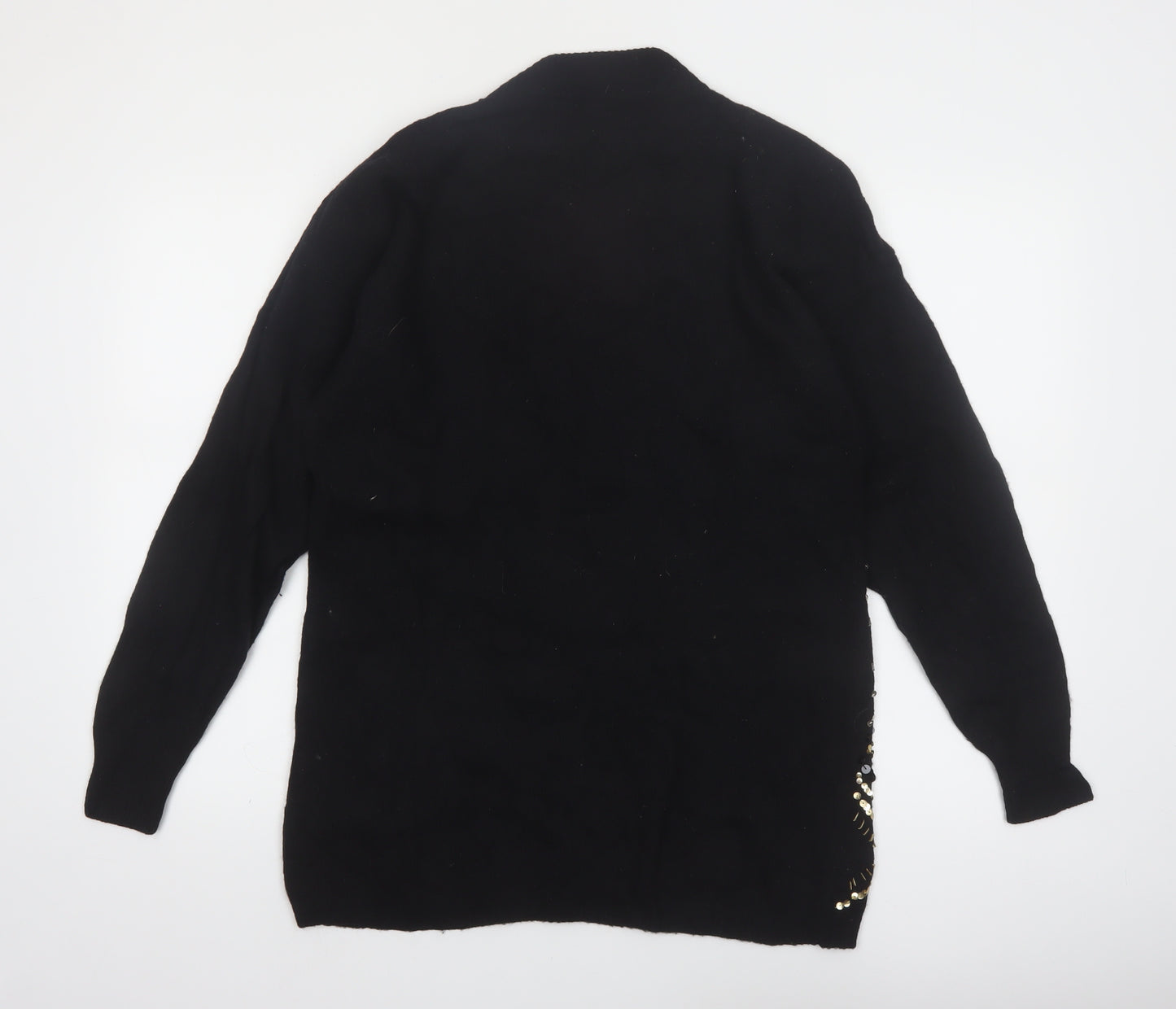 Eugenia by Angenie Womens Black Sequin Wool Blend 80s Jumper M
