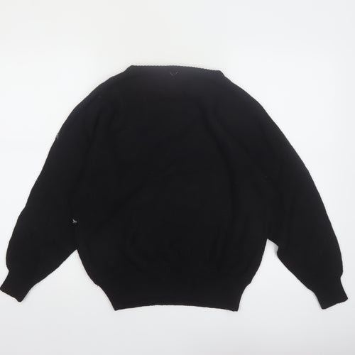 Gino’s Fashions Women Black Sequin Floral Knit Pullover Jumper M