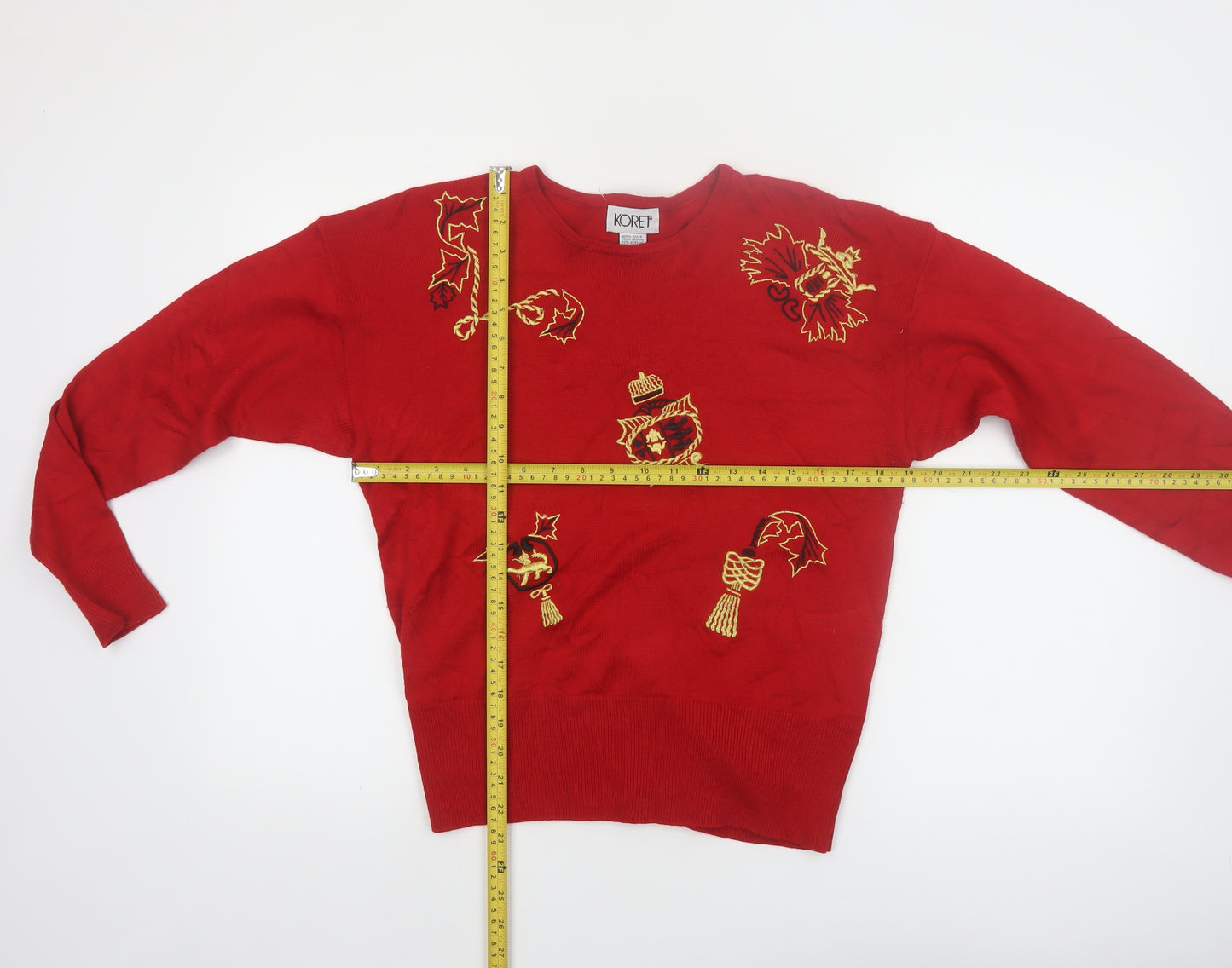 Koret Womens Red Embroidered Christmas Wool Blend Jumper M