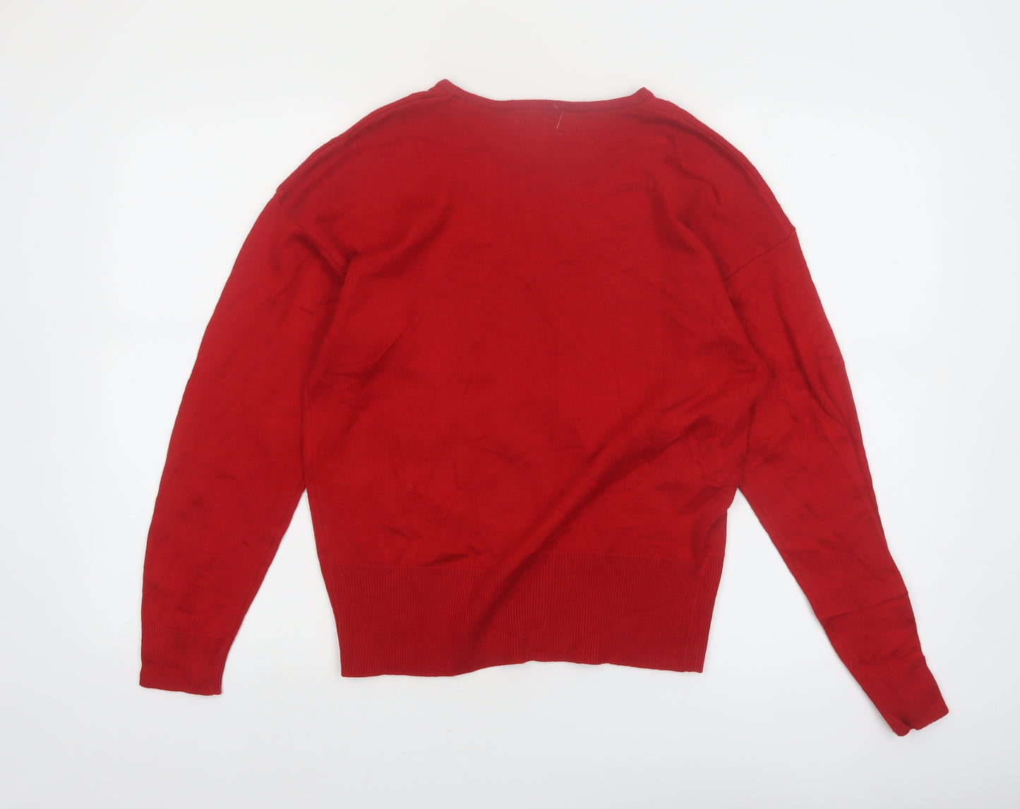 Koret Womens Red Embroidered Christmas Wool Blend Jumper M