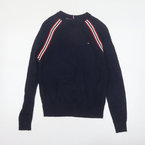 Tommy Hilfiger Men's Blue Cotton Crew Neck Pullover Jumper S