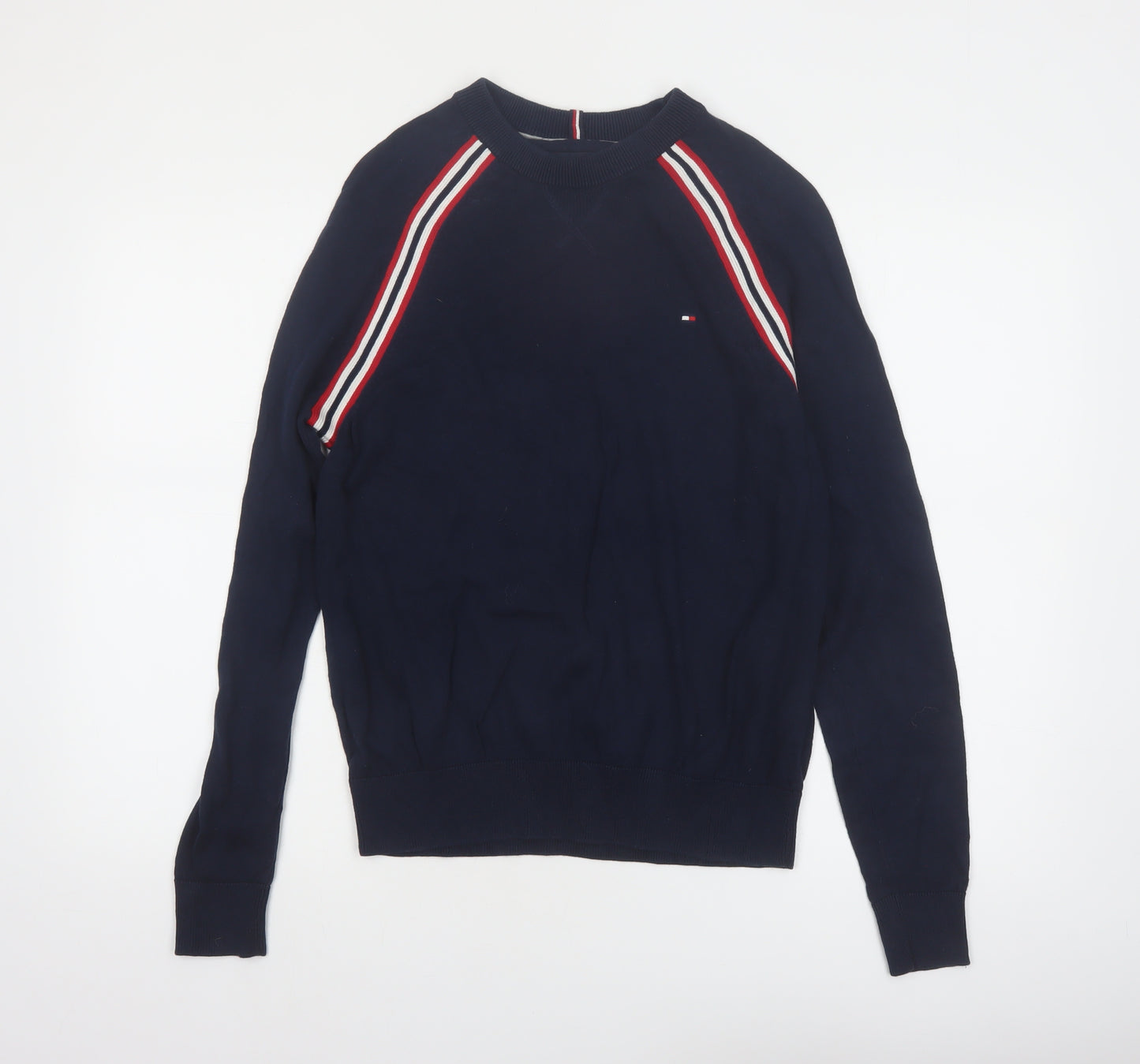 Tommy Hilfiger Men's Blue Cotton Crew Neck Pullover Jumper S