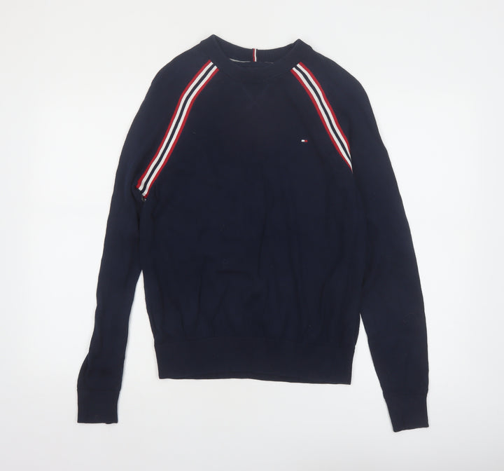 Tommy Hilfiger Men's Blue Cotton Crew Neck Pullover Jumper S