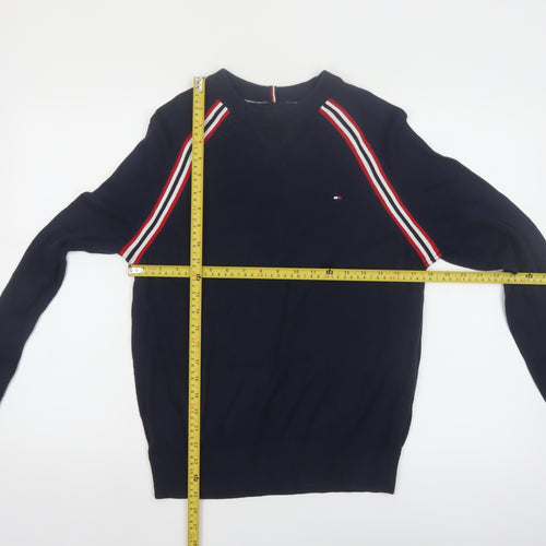 Tommy Hilfiger Men's Blue Cotton Crew Neck Pullover Jumper S