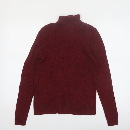 Karen Scott Women Red Roll Neck Cotton Jumper Size S Long Sleeve