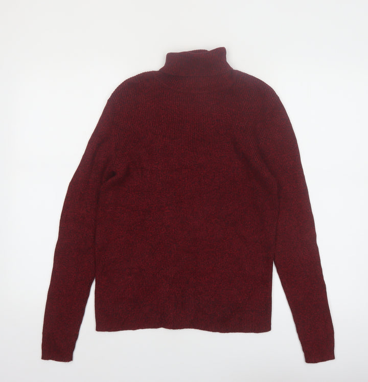Karen Scott Women Red Roll Neck Cotton Jumper Size S Long Sleeve
