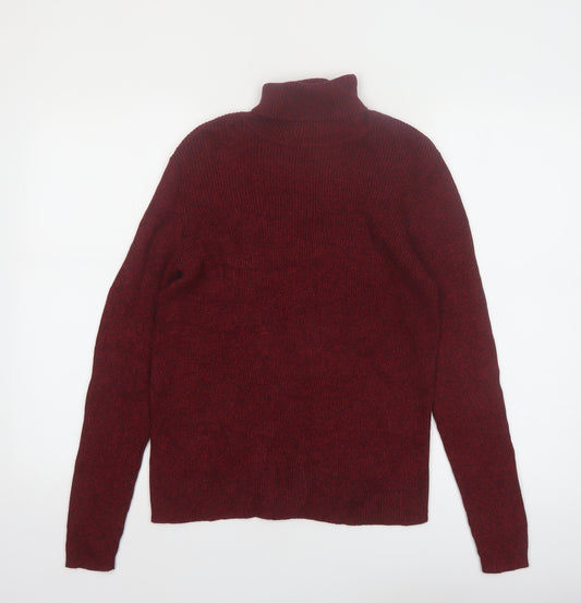 Karen Scott Women Red Roll Neck Cotton Jumper Size S Long Sleeve