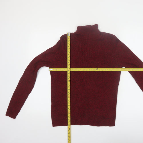 Karen Scott Women Red Roll Neck Cotton Jumper Size S Long Sleeve