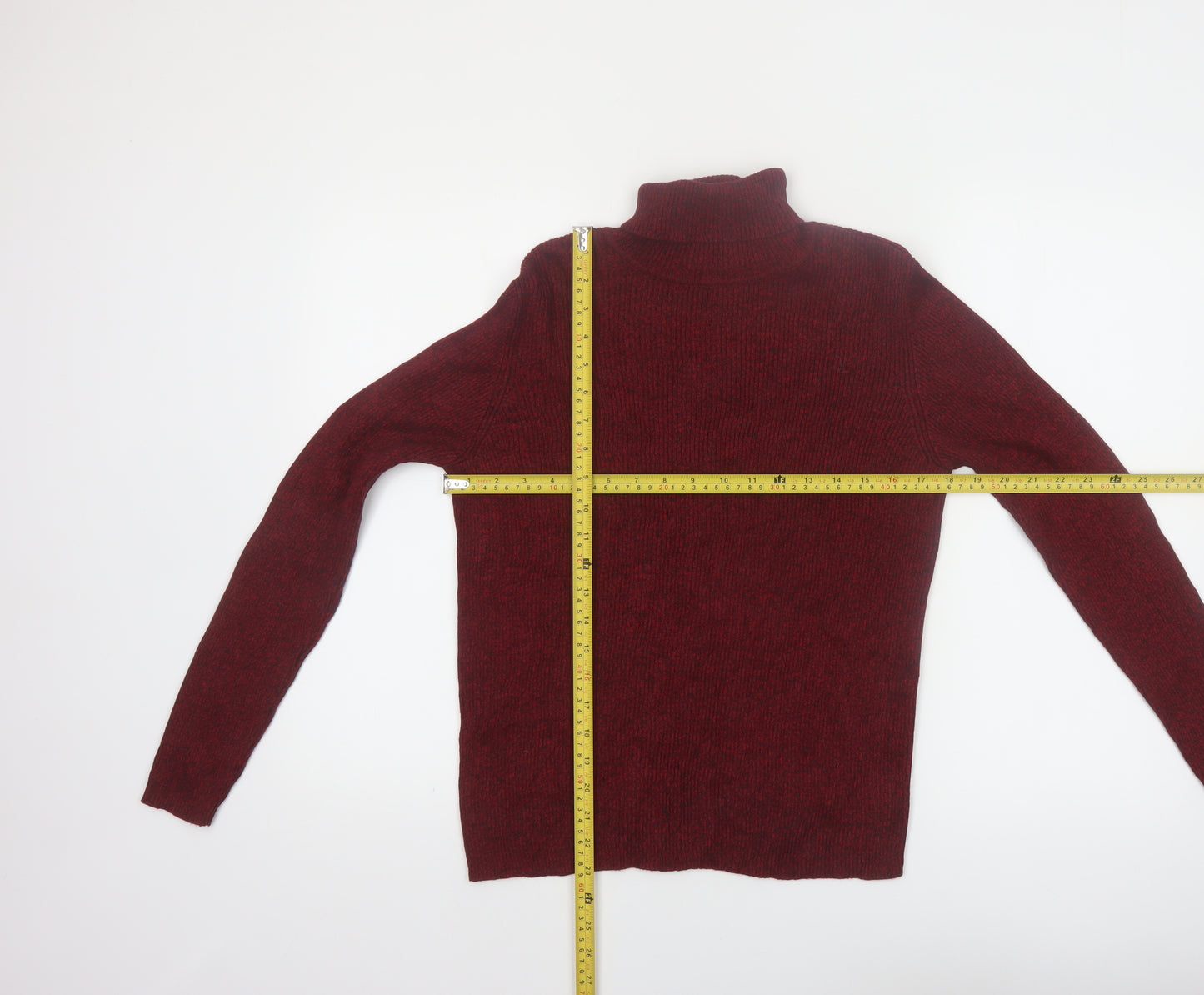 Karen Scott Women Red Roll Neck Cotton Jumper Size S Long Sleeve