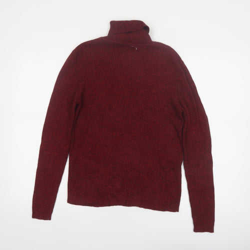 Karen Scott Women Red Roll Neck Cotton Jumper Size S Long Sleeve