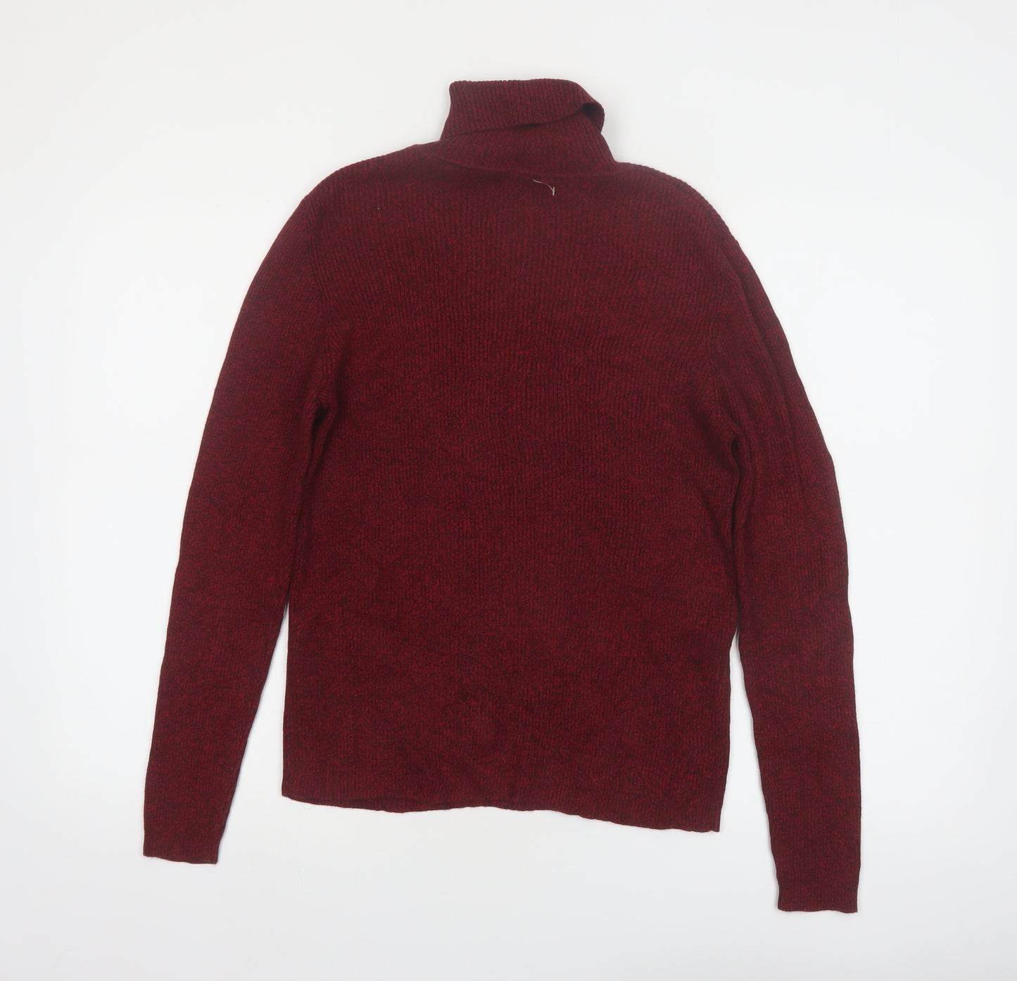 Karen Scott Women Red Roll Neck Cotton Jumper Size S Long Sleeve