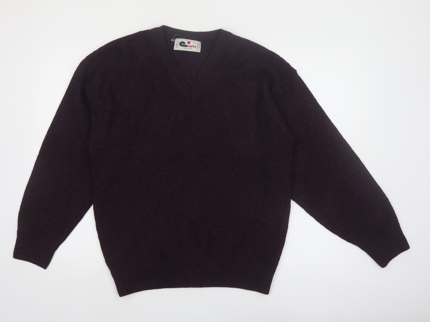 Cooper Monsieur Men's Purple Wool Blend V-Neck Jumper Size M