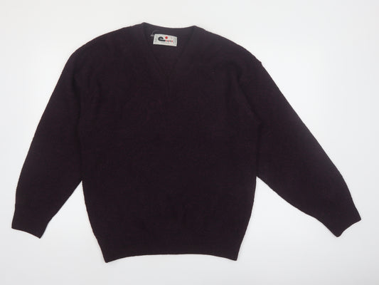 Cooper Monsieur Men's Purple Wool Blend V-Neck Jumper Size M