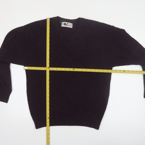 Cooper Monsieur Men's Purple Wool Blend V-Neck Jumper Size M