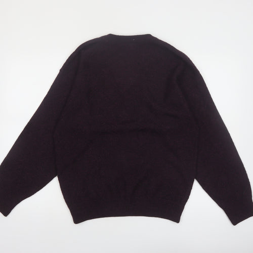 Cooper Monsieur Men's Purple Wool Blend V-Neck Jumper Size M