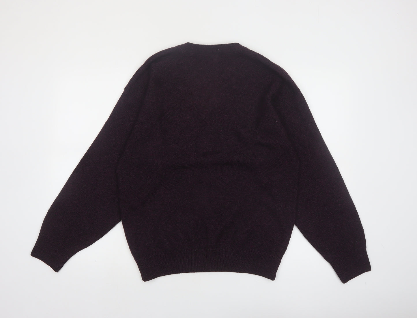 Cooper Monsieur Men's Purple Wool Blend V-Neck Jumper Size M