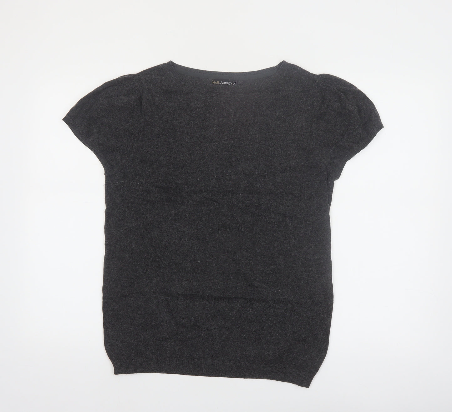 Marks and Spencer Women Charcoal Short Sleeve Jumper UK 12 Pullover