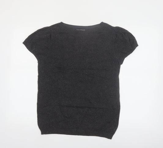 Marks and Spencer Women Charcoal Short Sleeve Jumper UK 12 Pullover