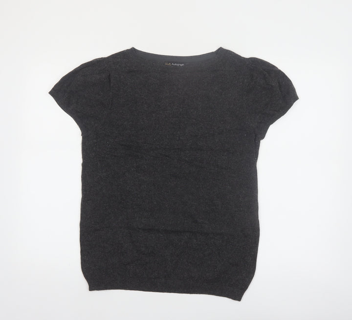 Marks and Spencer Women Charcoal Short Sleeve Jumper UK 12 Pullover