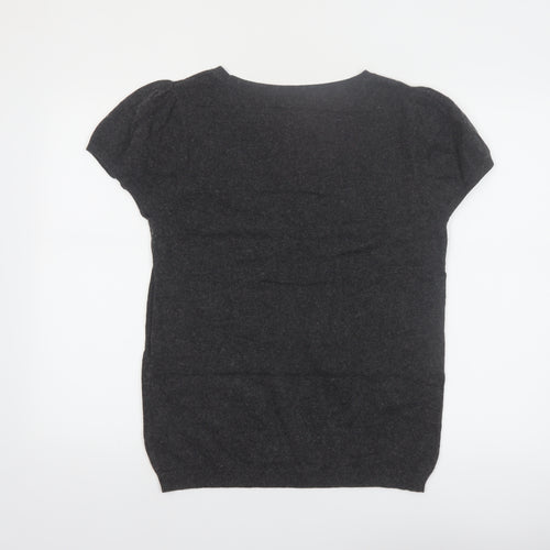 Marks and Spencer Women Charcoal Short Sleeve Jumper UK 12 Pullover