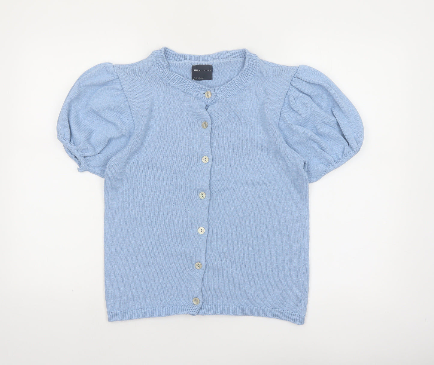 ASOS DESIGN Women's Blue Puff Sleeve Short Cardigan Size S