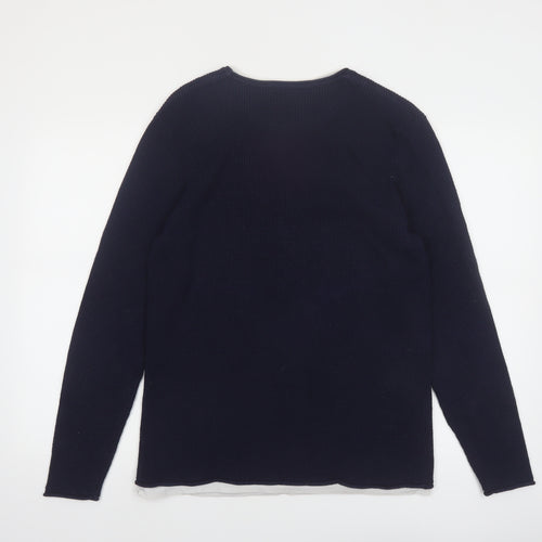 Next Men's Blue Waffle-Knit Crew Neck Jumper Size L