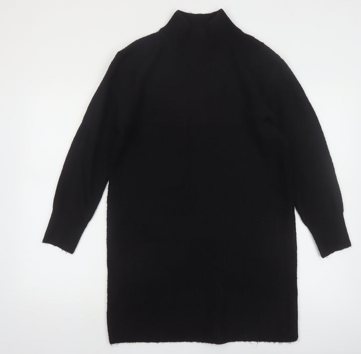 New Look Women’s Black Mock Neck Long Sleeve Knit Tunic Jumper Size S