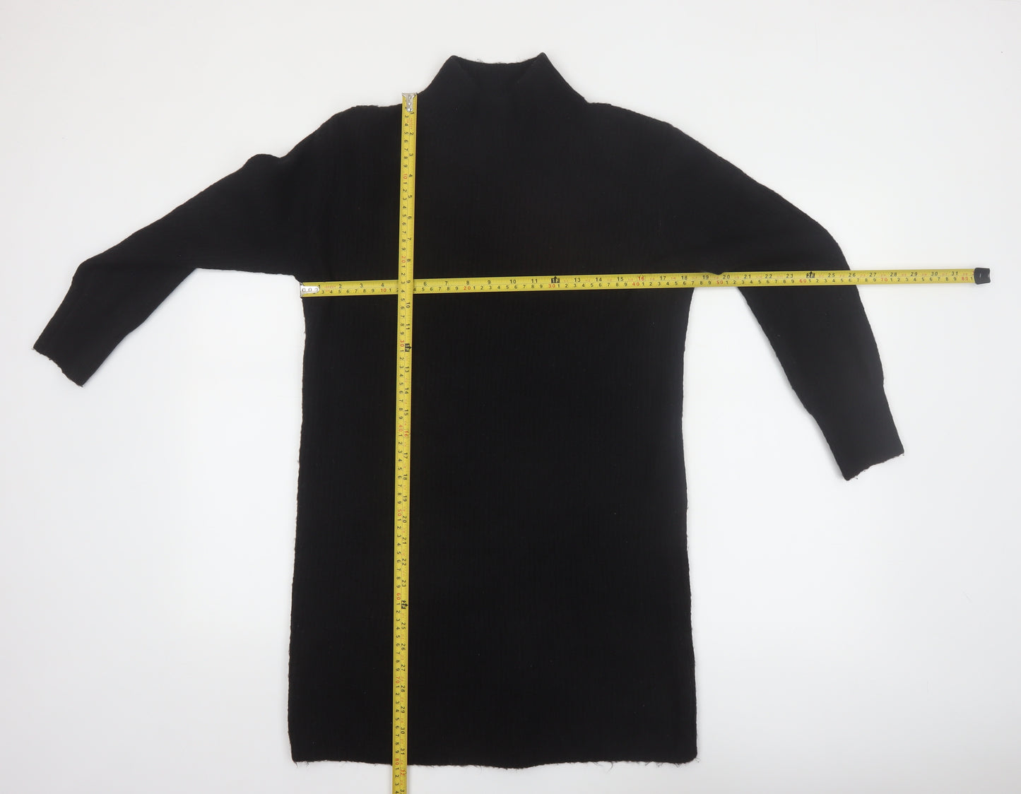 New Look Women’s Black Mock Neck Long Sleeve Knit Tunic Jumper Size S