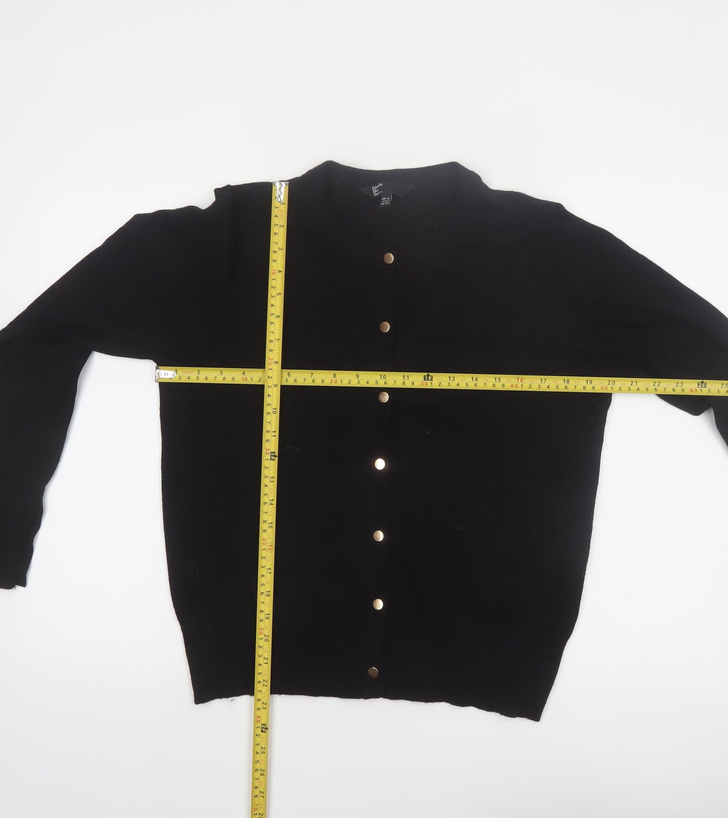 Friends Like These Womens Black UK 16 Button Cardigan Long Sleeve Viscose Blend