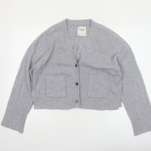 Abercrombie & Fitch Womens Grey Wool Blend V-Neck Cardigan Size S