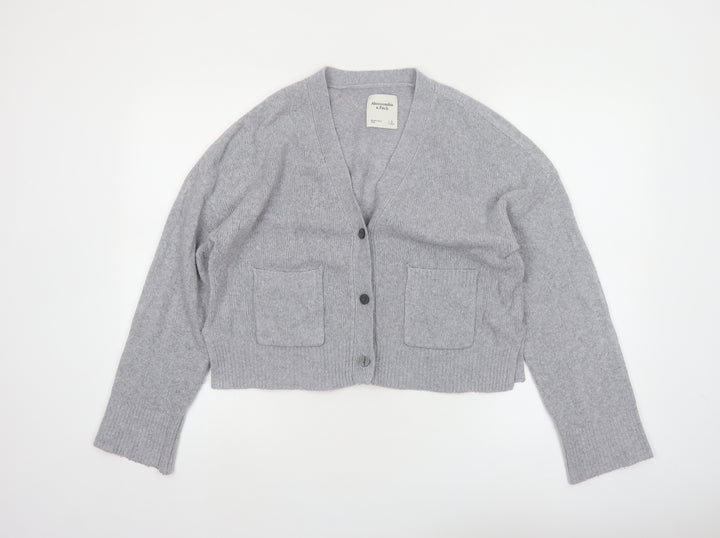 Abercrombie & Fitch Womens Grey Wool Blend V-Neck Cardigan Size S