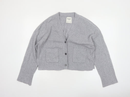 Abercrombie & Fitch Womens Grey Wool Blend V-Neck Cardigan Size S