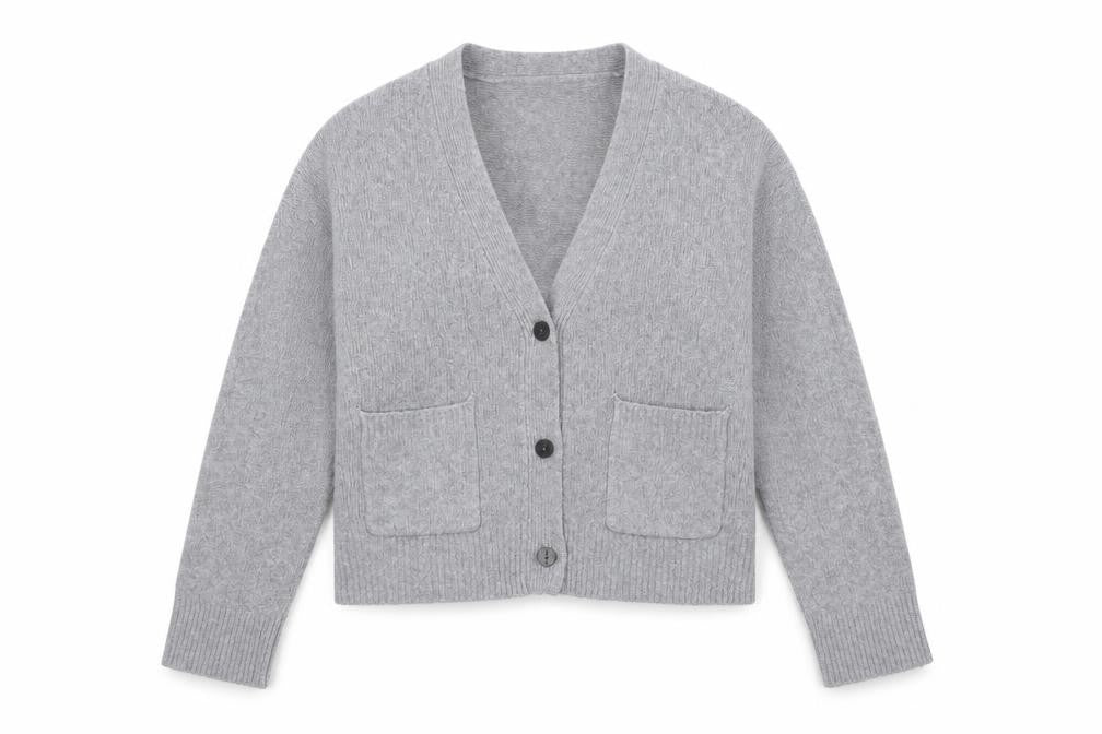 Abercrombie & Fitch Womens Grey Wool Blend V-Neck Cardigan Size S