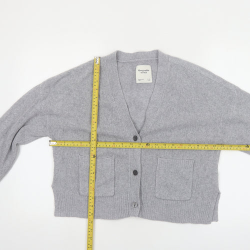 Abercrombie & Fitch Womens Grey Wool Blend V-Neck Cardigan Size S