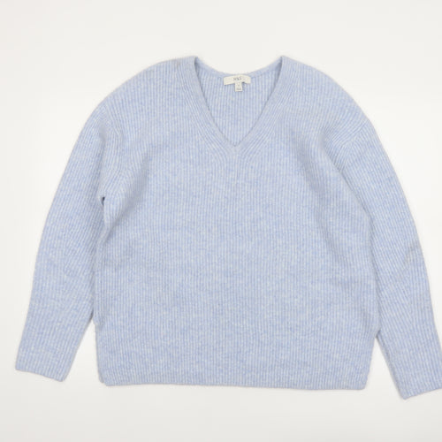 Marks and Spencer Women Blue V-Neck Pullover Jumper M