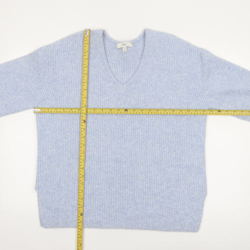 Marks and Spencer Women Blue V-Neck Pullover Jumper M