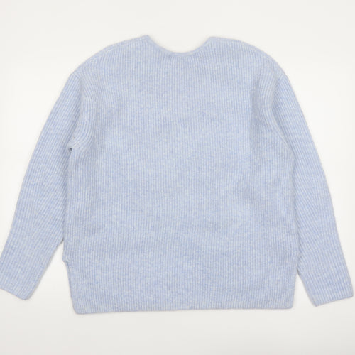 Marks and Spencer Women Blue V-Neck Pullover Jumper M