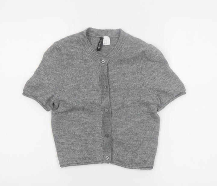 H&M Divided Women's Grey XS Cardigan Short Sleeve Knit Jumper
