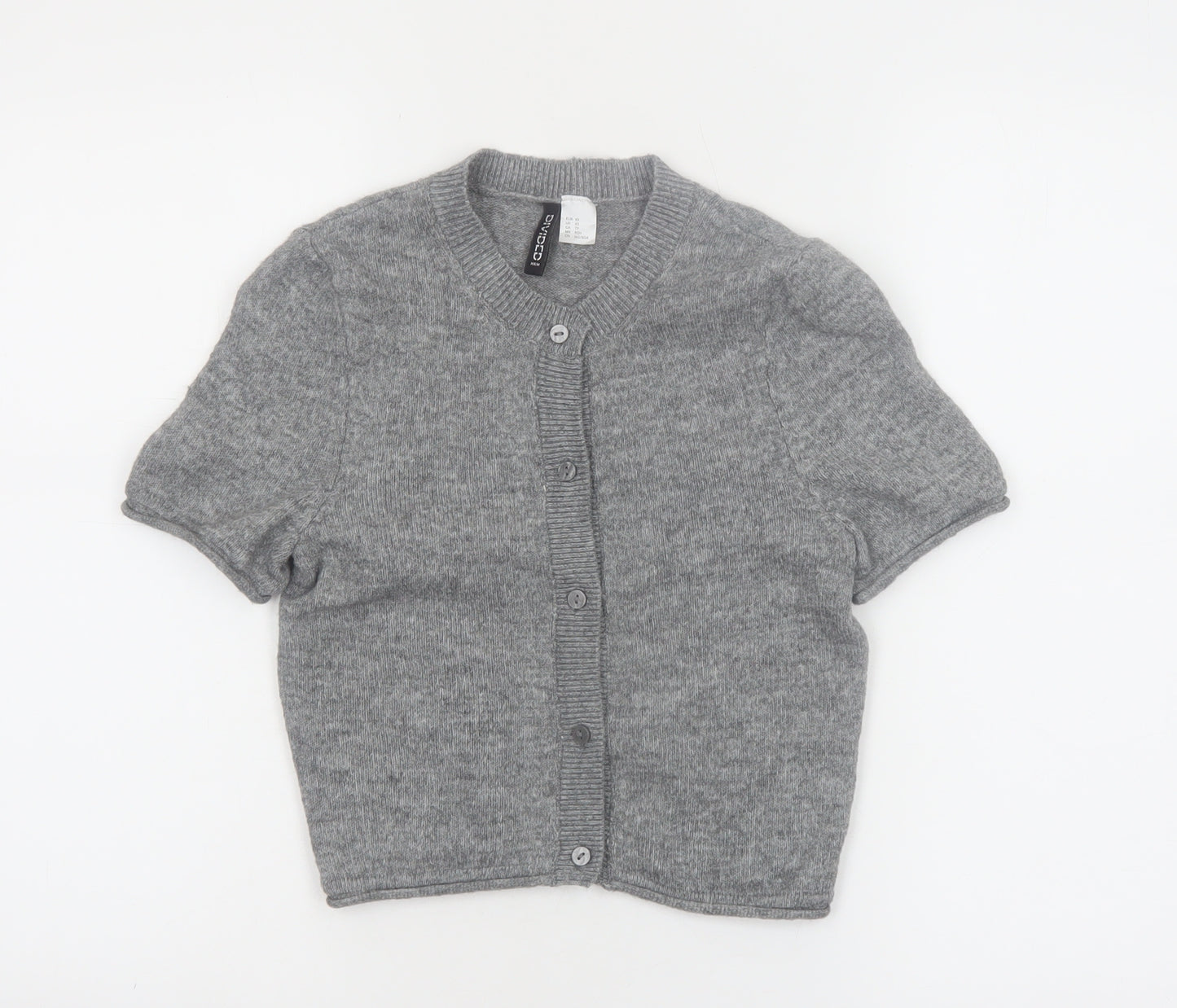 H&M Divided Women's Grey XS Cardigan Short Sleeve Knit Jumper