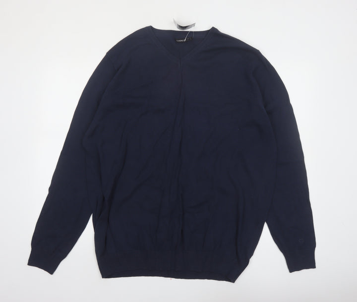 Livergy Men Blue 2XL Cotton V-Neck Pullover Jumper