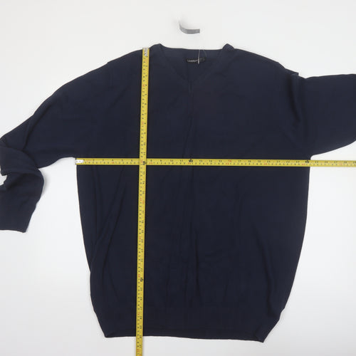 Livergy Men Blue 2XL Cotton V-Neck Pullover Jumper